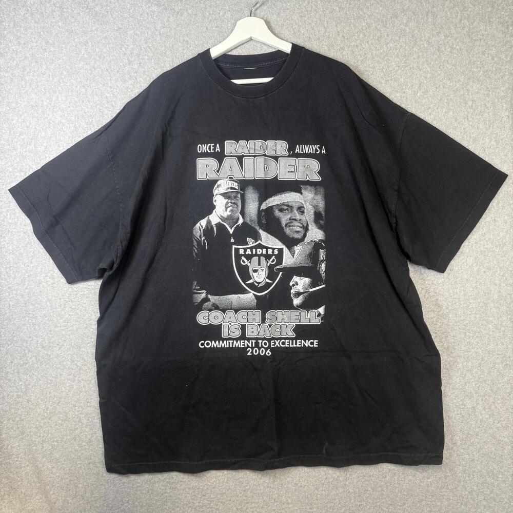 Vintage 2006 Men's 3XL Oakland Raider Coach Shell Returns 78 Black T-Shirt